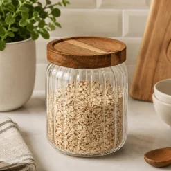 Glasskrukke med akasielokk 500 ml