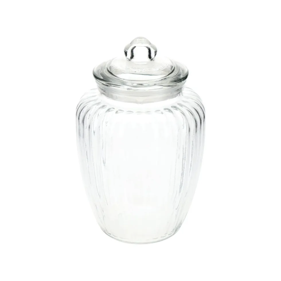 Glasskrukke med lokk 2,2 liter riller glass