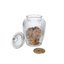 Glasskrukke med lokk 2,2 liter riller glass
