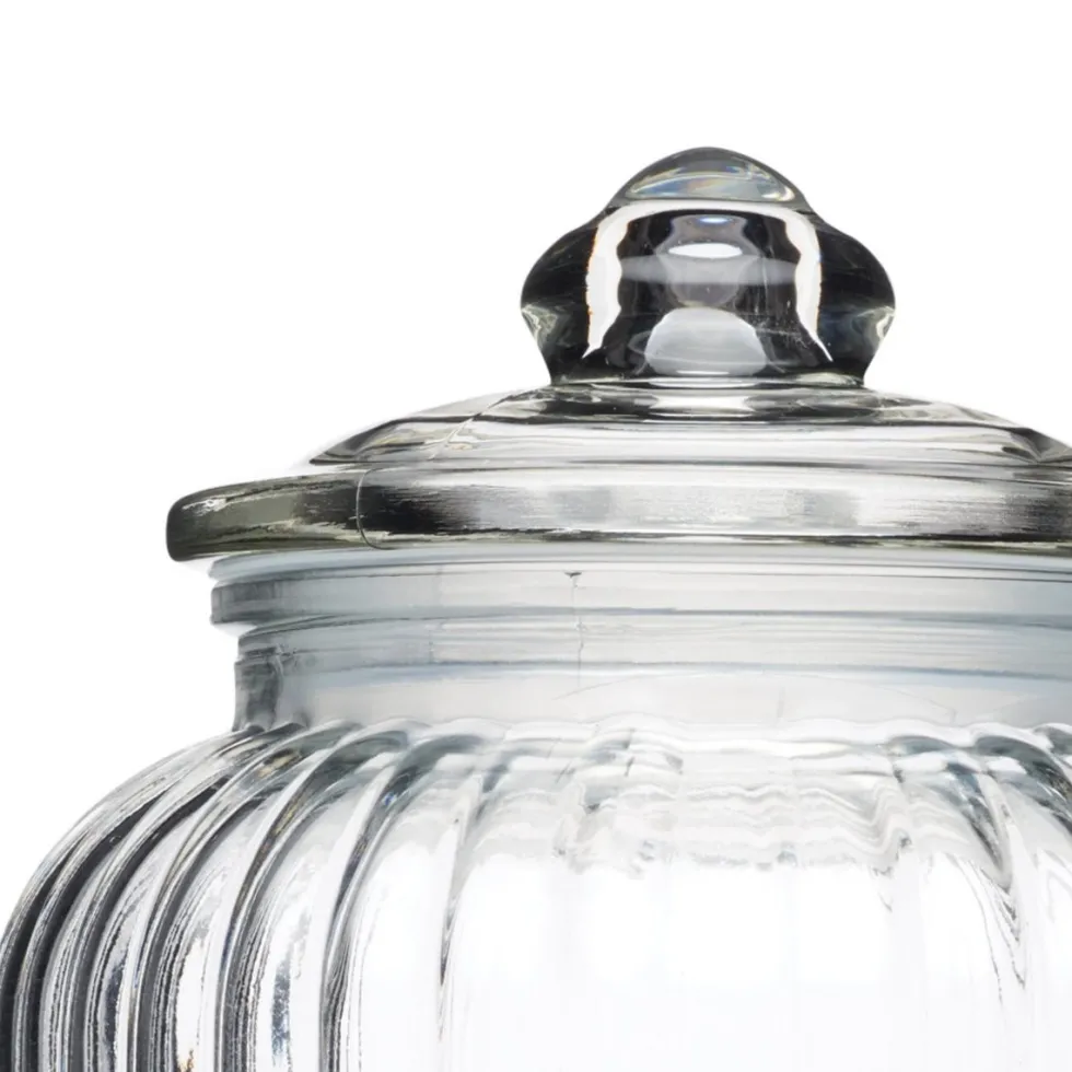 Glasskrukke med lokk 2,2 liter riller glass