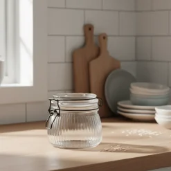 Glasskrukke rillet 500 ml