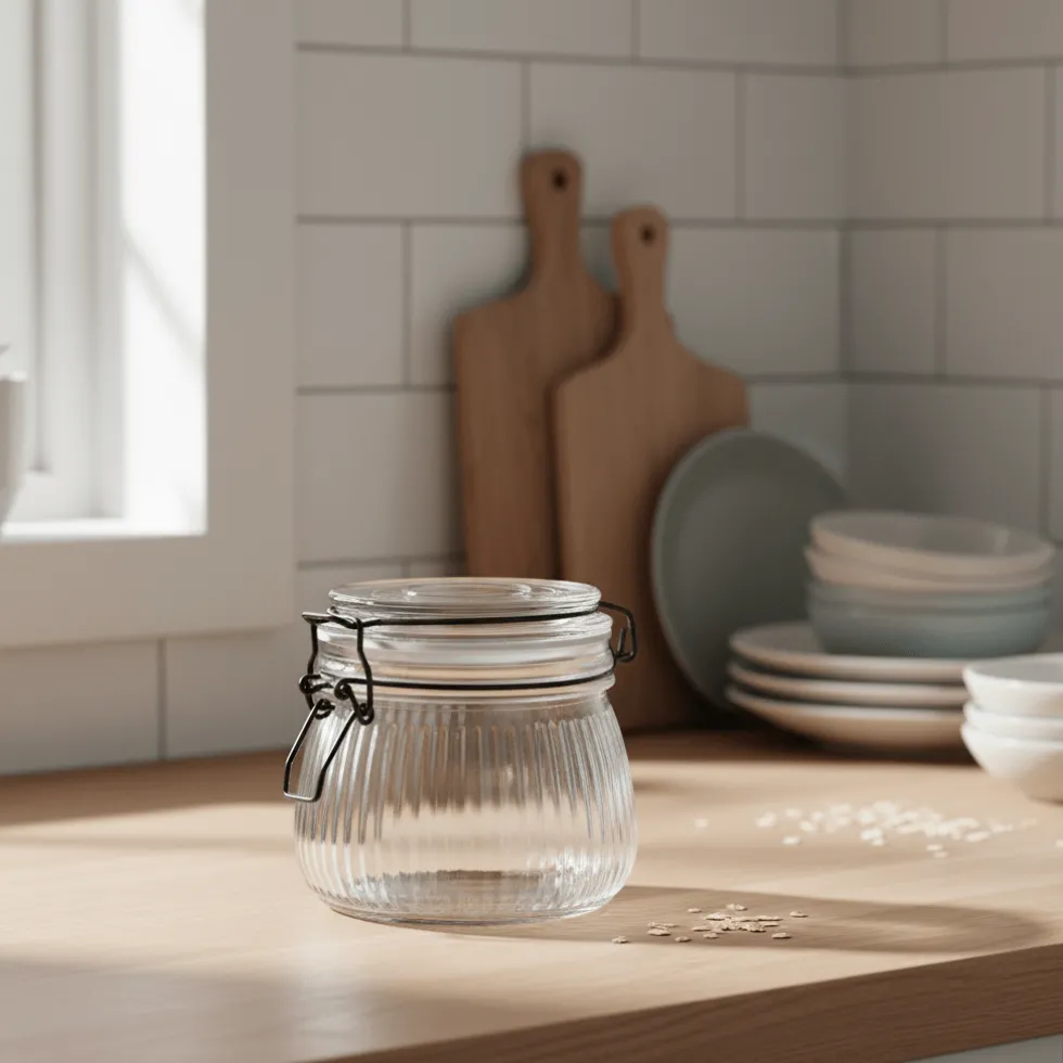 Glasskrukke rillet 500 ml