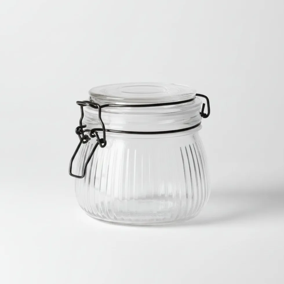 Glasskrukke rillet 500 ml