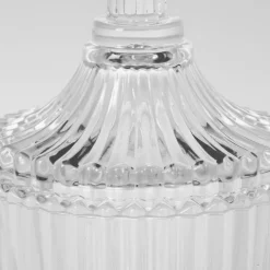 Glasskrukke stripet med lokk 6,5 x 9 cm