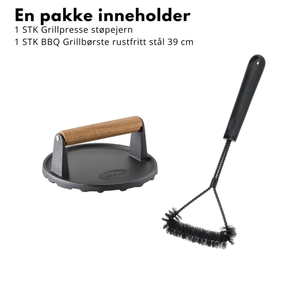 Grillsett presse + børste