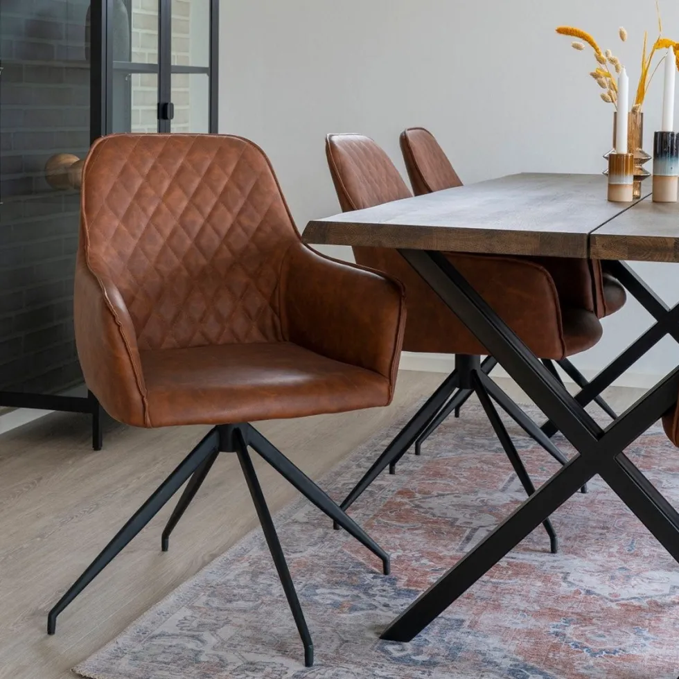 Harbo dreibar spisestol brun PU-skinn