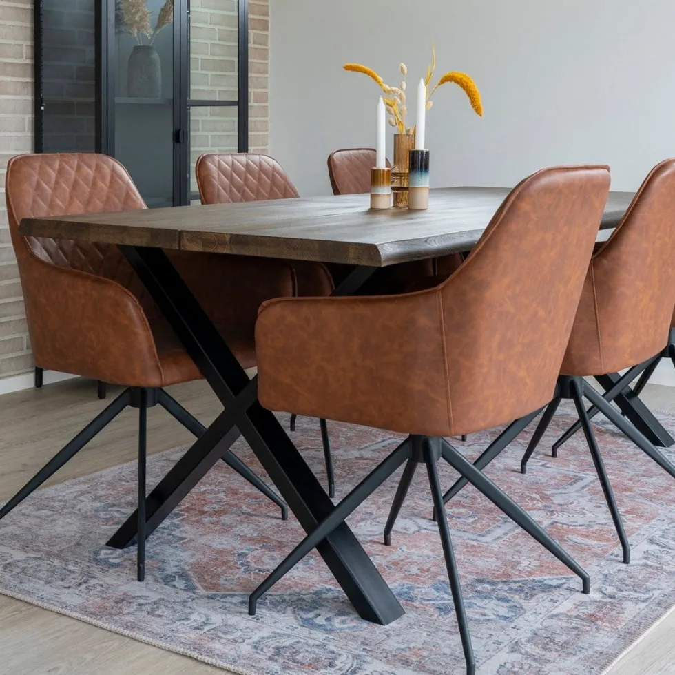 Harbo dreibar spisestol brun PU-skinn