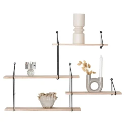 Harlem vegghylle sort metall/natur tre 99 cm