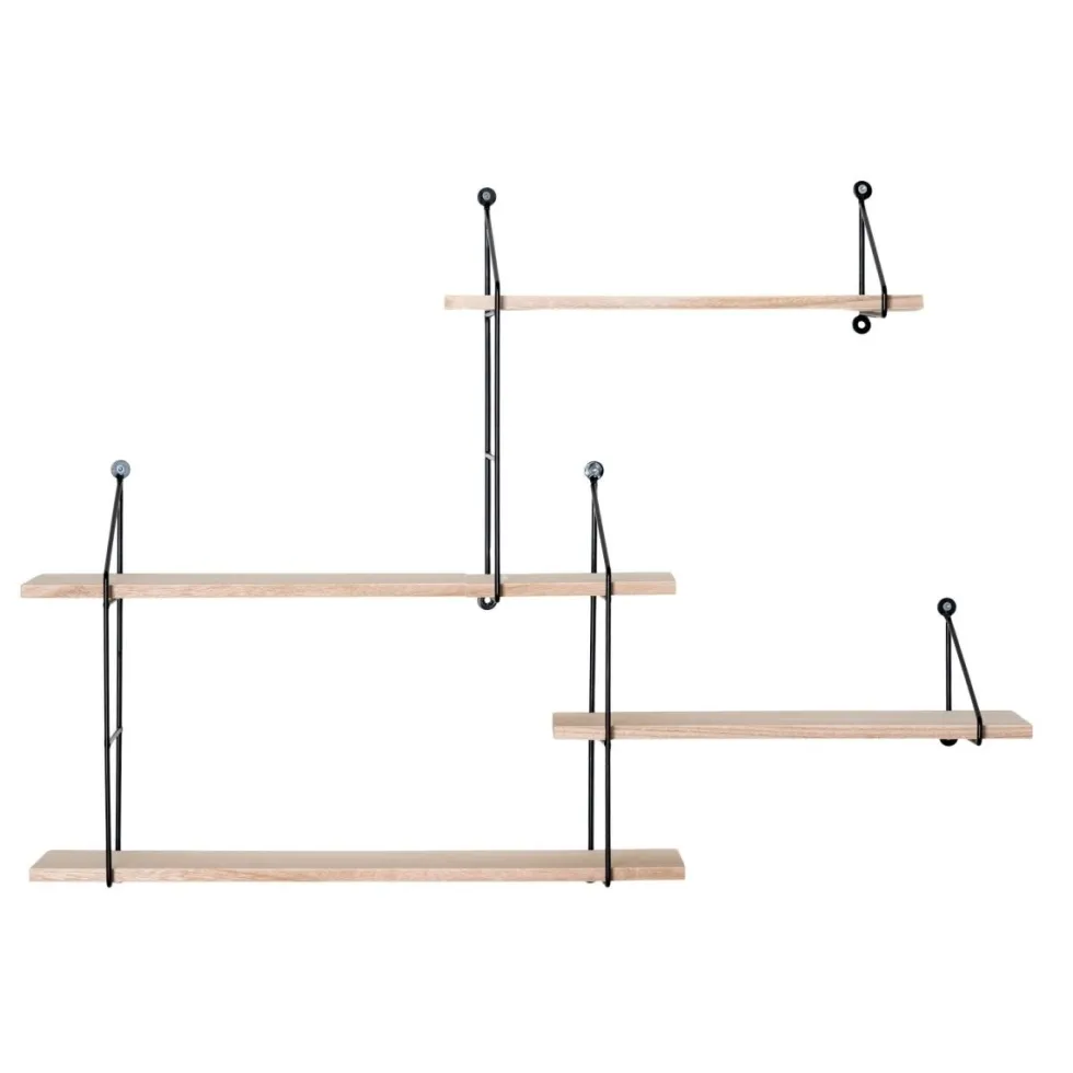 Harlem vegghylle sort metall/natur tre 99 cm