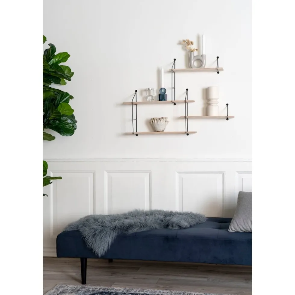 Harlem vegghylle sort metall/natur tre 99 cm