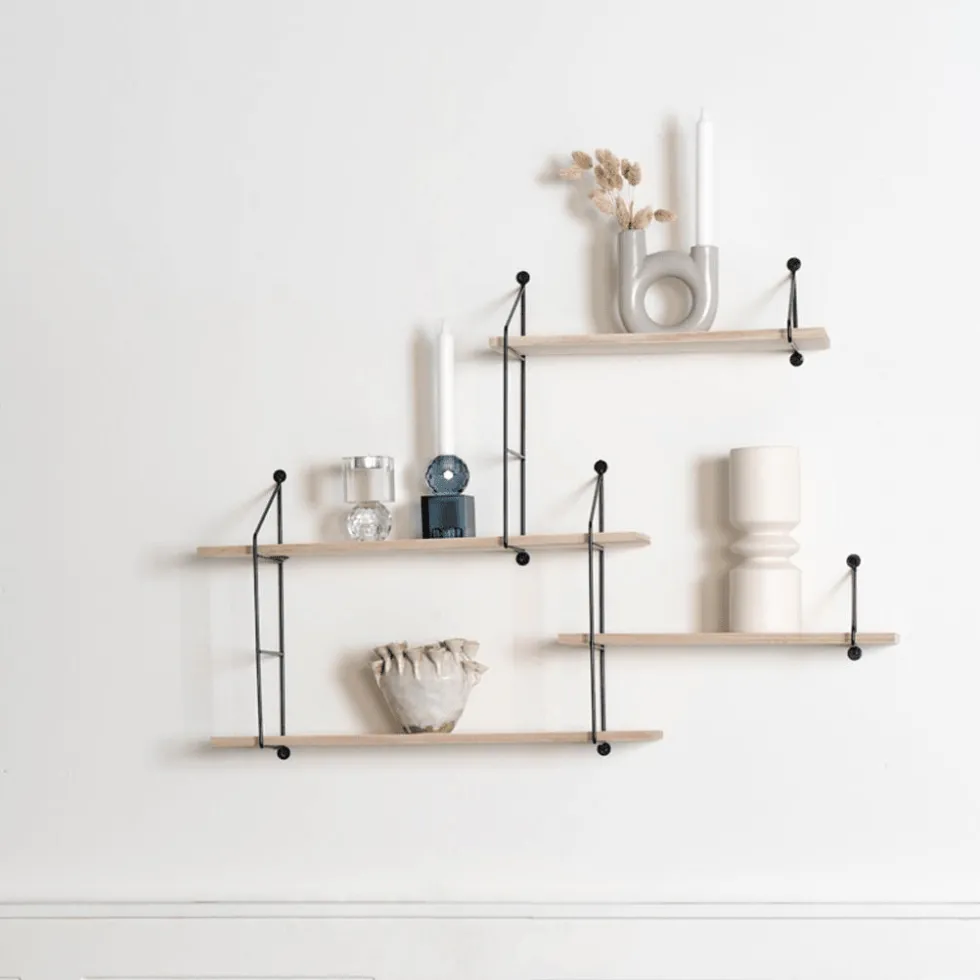 Harlem vegghylle sort metall/natur tre 99 cm