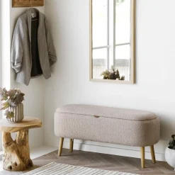Harlow benk med oppbevaring bouclé beige 95 x 37 x 45 cm