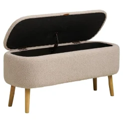 Harlow benk med oppbevaring bouclé beige 95 x 37 x 45 cm