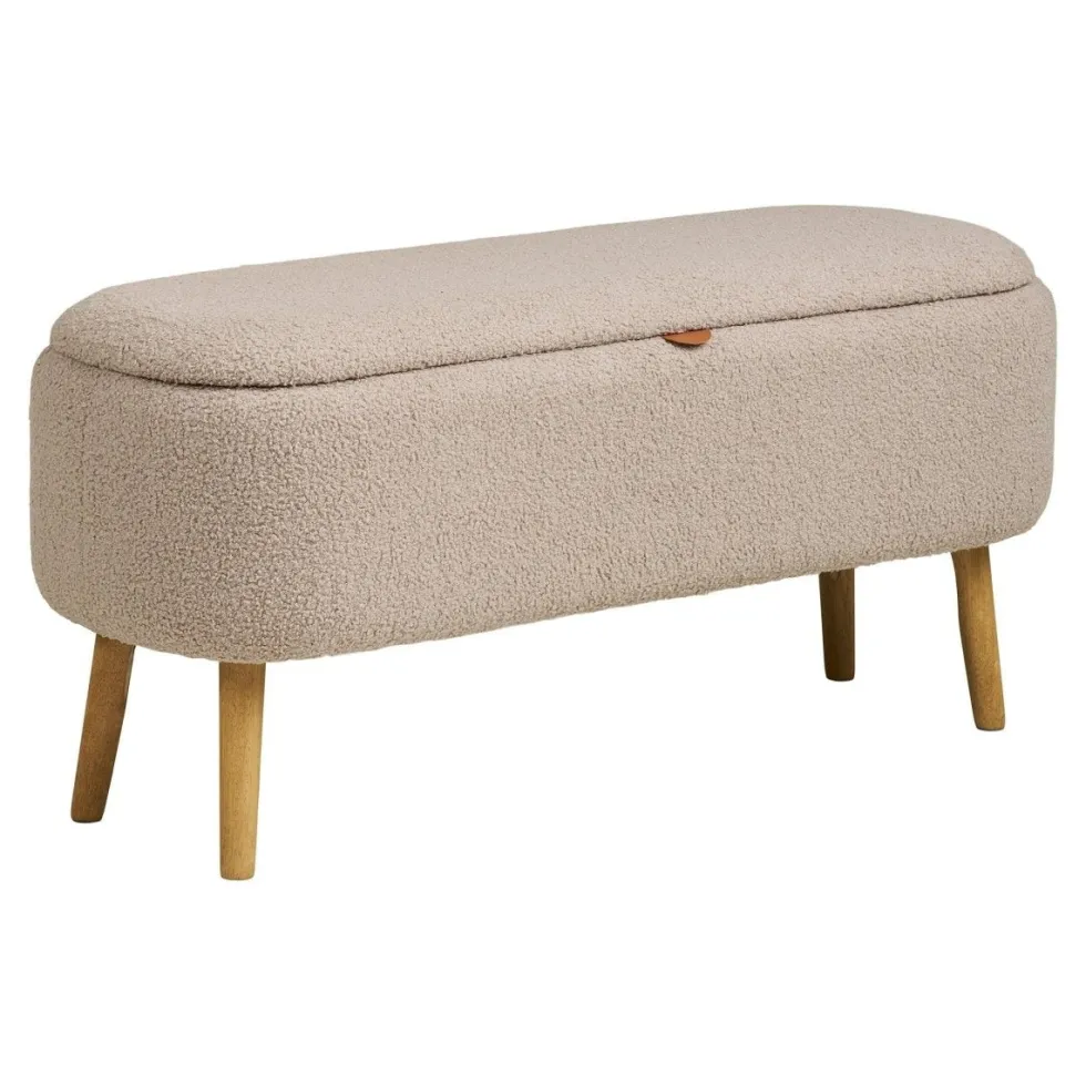 Harlow benk med oppbevaring bouclé beige 95 x 37 x 45 cm
