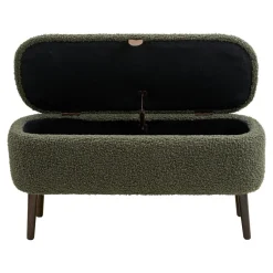 Harlow benk med oppbevaring teddy grønn 95x37x45 cm