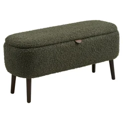 Harlow benk med oppbevaring teddy grønn 95x37x45 cm