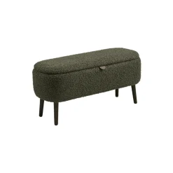 Harlow benk med oppbevaring teddy grønn 95x37x45 cm