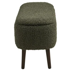 Harlow benk med oppbevaring teddy grønn 95x37x45 cm