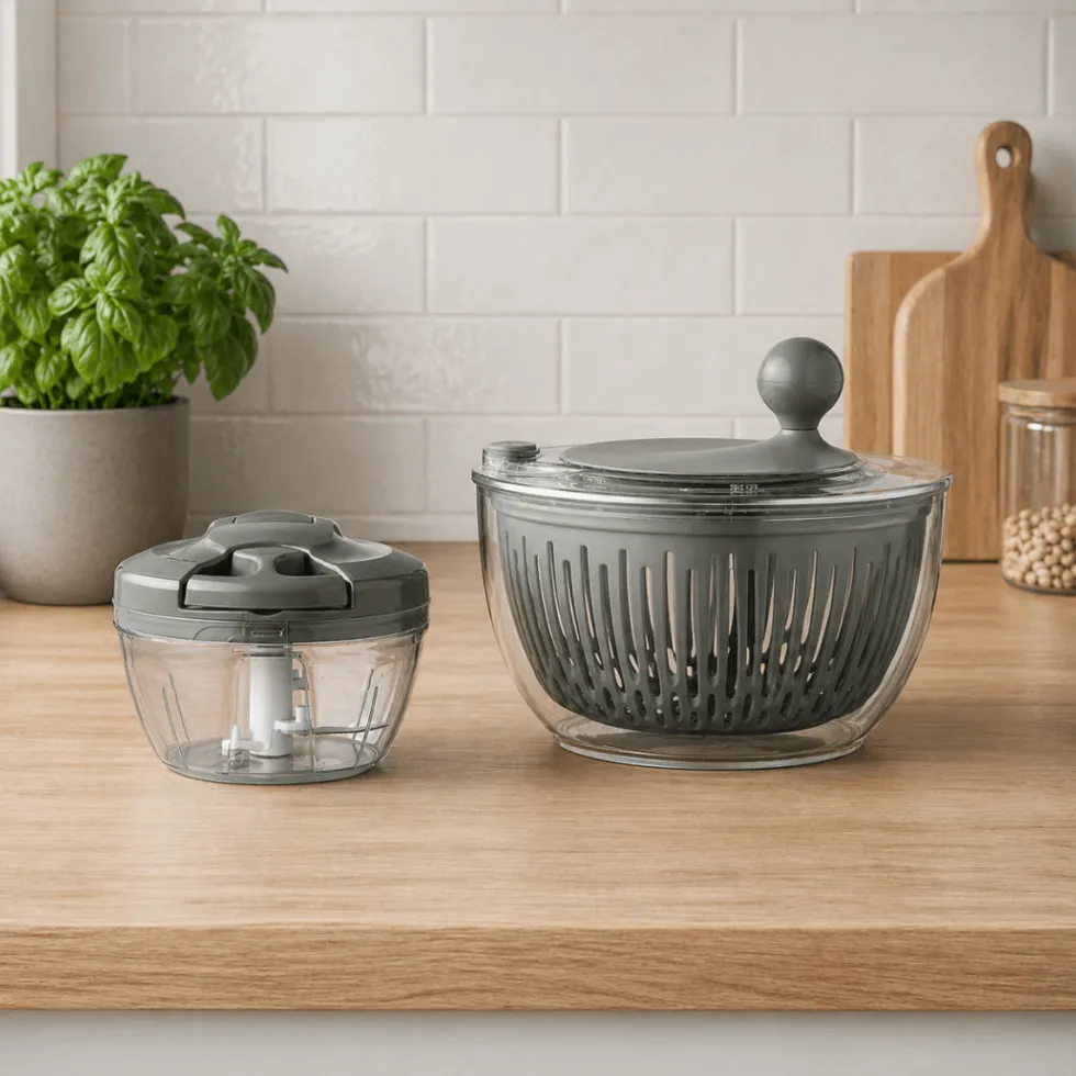 Harvest green minihakker og salatspinner sett