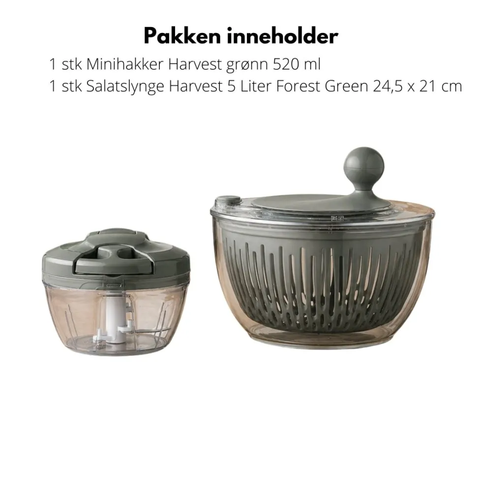 Harvest green minihakker og salatspinner sett