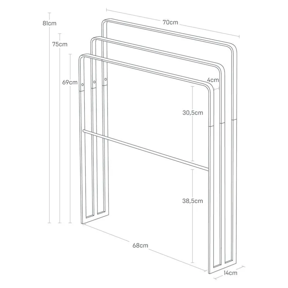 Håndkleholder sort 70 x 81 x 14 cm