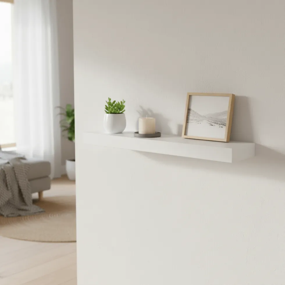 Hylle med LED-lys hvit