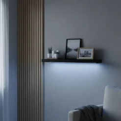 Hylle med LED-lys sort