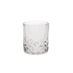 Karaffelsett i slipt glass med fire whiskyglass