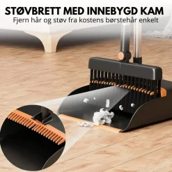 Kost og støvbrett, med støvfanger