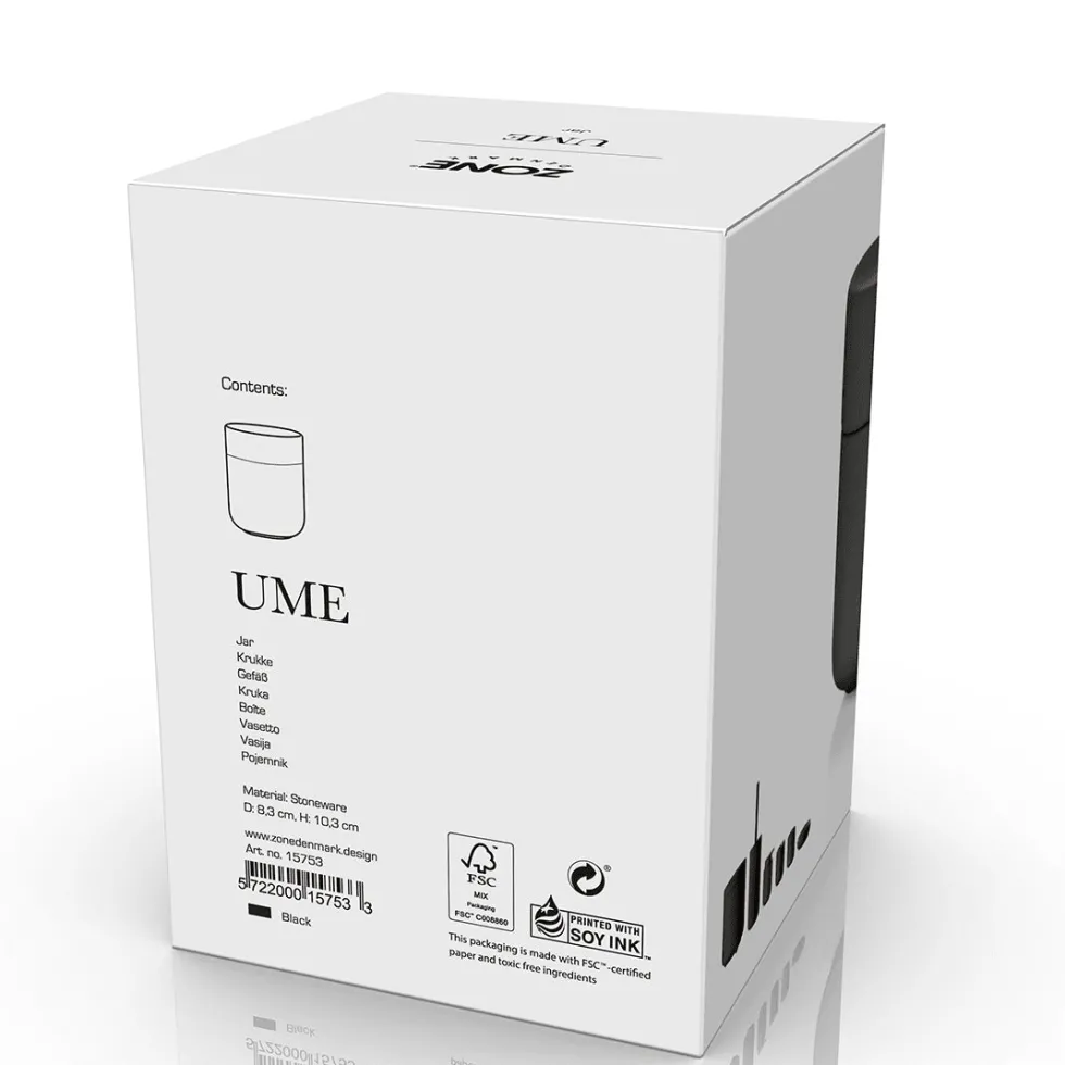Krukke med lokk Ume sort 10 cm