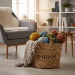 Kurv bag flettet Strikk 37 x 32 cm