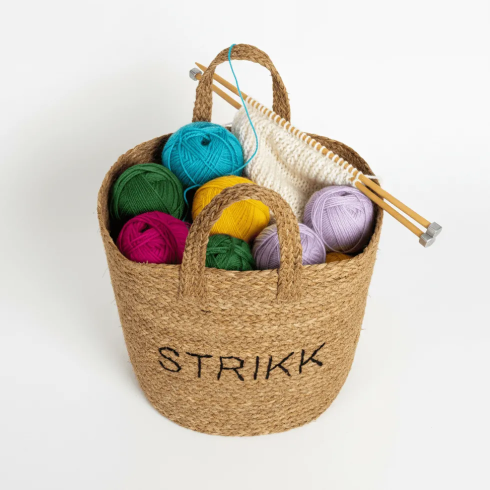 Kurv bag flettet Strikk 37 x 32 cm
