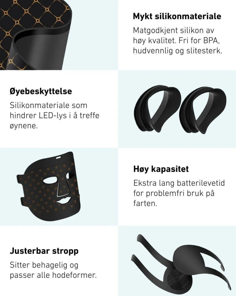 LED-lysmaske til ansikt mot akne, rynker og pigmentflekker
