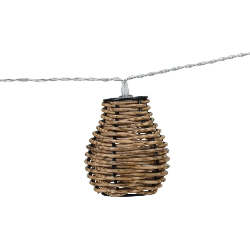 Lyslenke 10 LED natur flettet lykter 7 cm