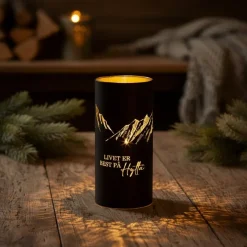 Lyslykt LED Livet på hytta brun 8 x 20 cm