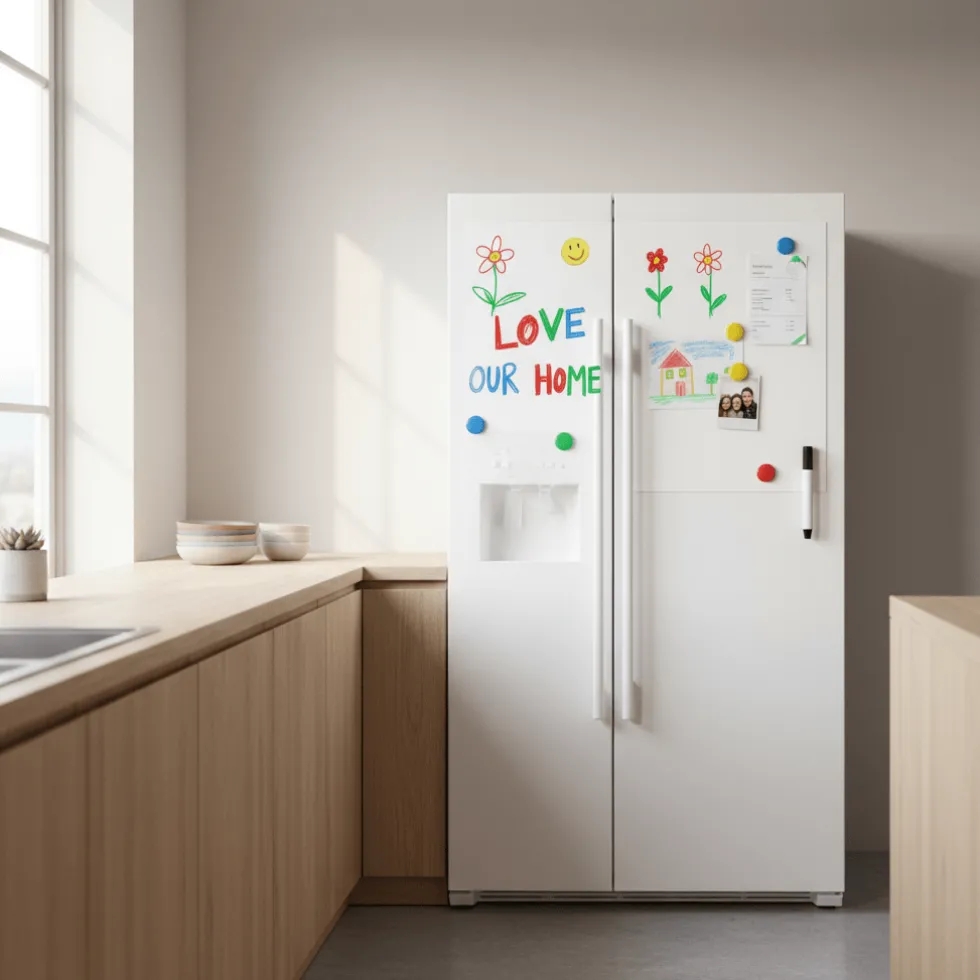 Magnetisk whiteboardfolie 4 magneter + penn 45 x 100 cm