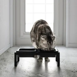Matskålstativ med skål sort