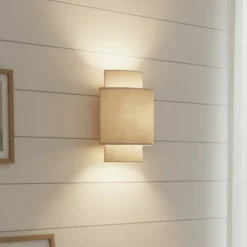 Nahel vegglampe beige i lin og stål 27 cm