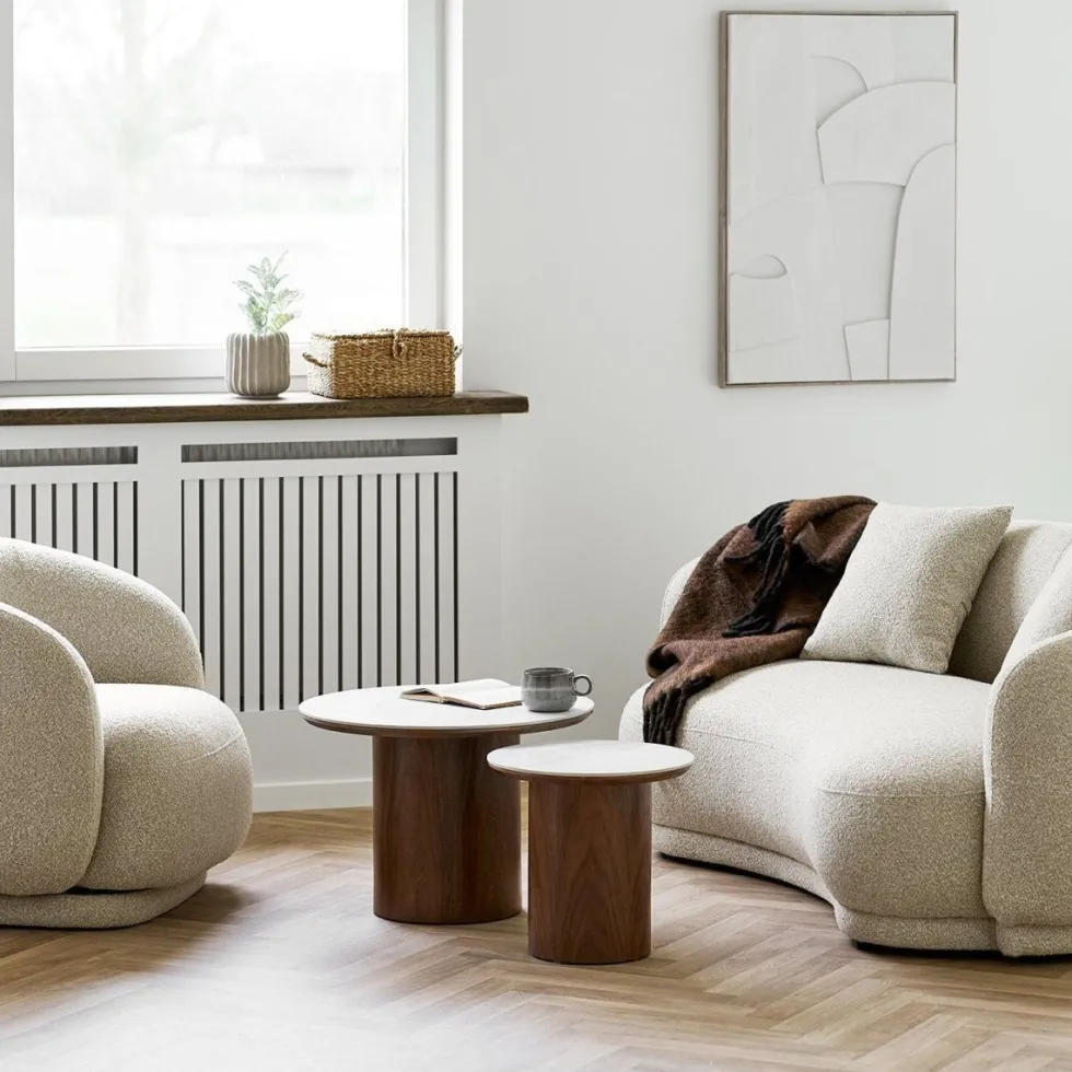 Noli sidebord keramikk hvit/mørk brun ø40 cm