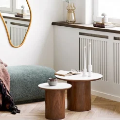 Noli sidebord keramikk hvit/mørk brun ø40 cm