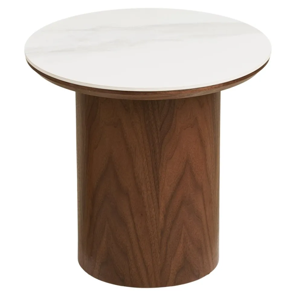 Noli sidebord keramikk hvit/mørk brun ø40 cm