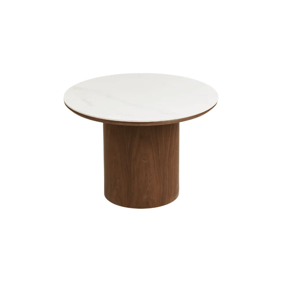 Noli sofabord keramikk hvit/mørk brun ø60 cm