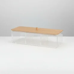 Oppbevaringsboks med bambuslokk 23 x 9,5 x 6,5 cm