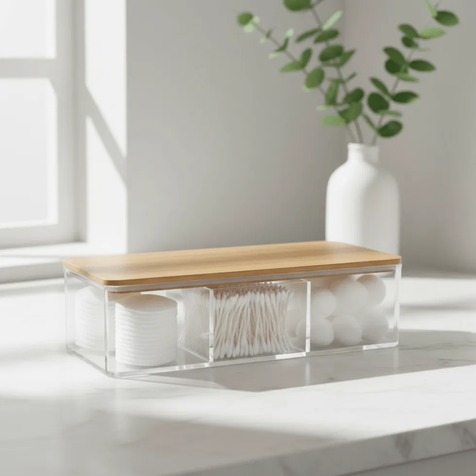 Oppbevaringsboks med bambuslokk pakke 23 x 9,5 x 6,5 cm