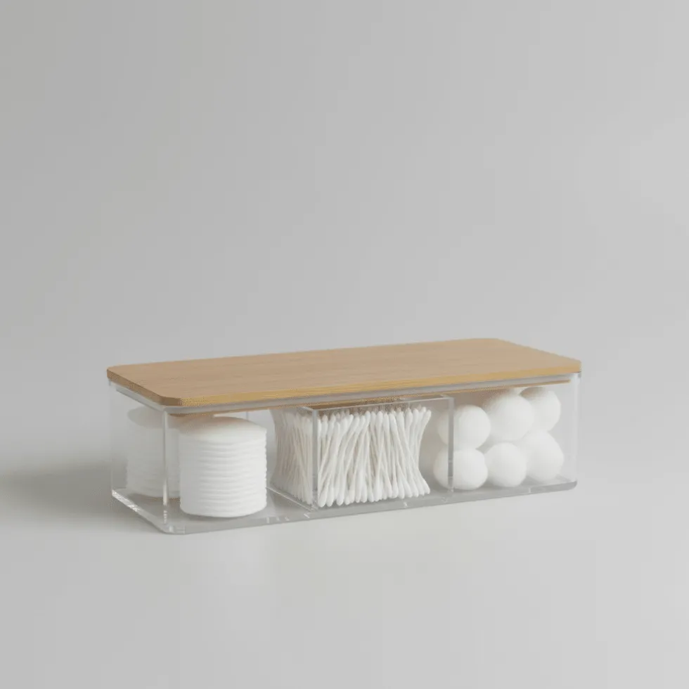 Oppbevaringsboks med bambuslokk pakke 23 x 9,5 x 6,5 cm