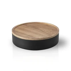 Oppbevaringsboks rund med lokk sort 22 cm x 6 cm