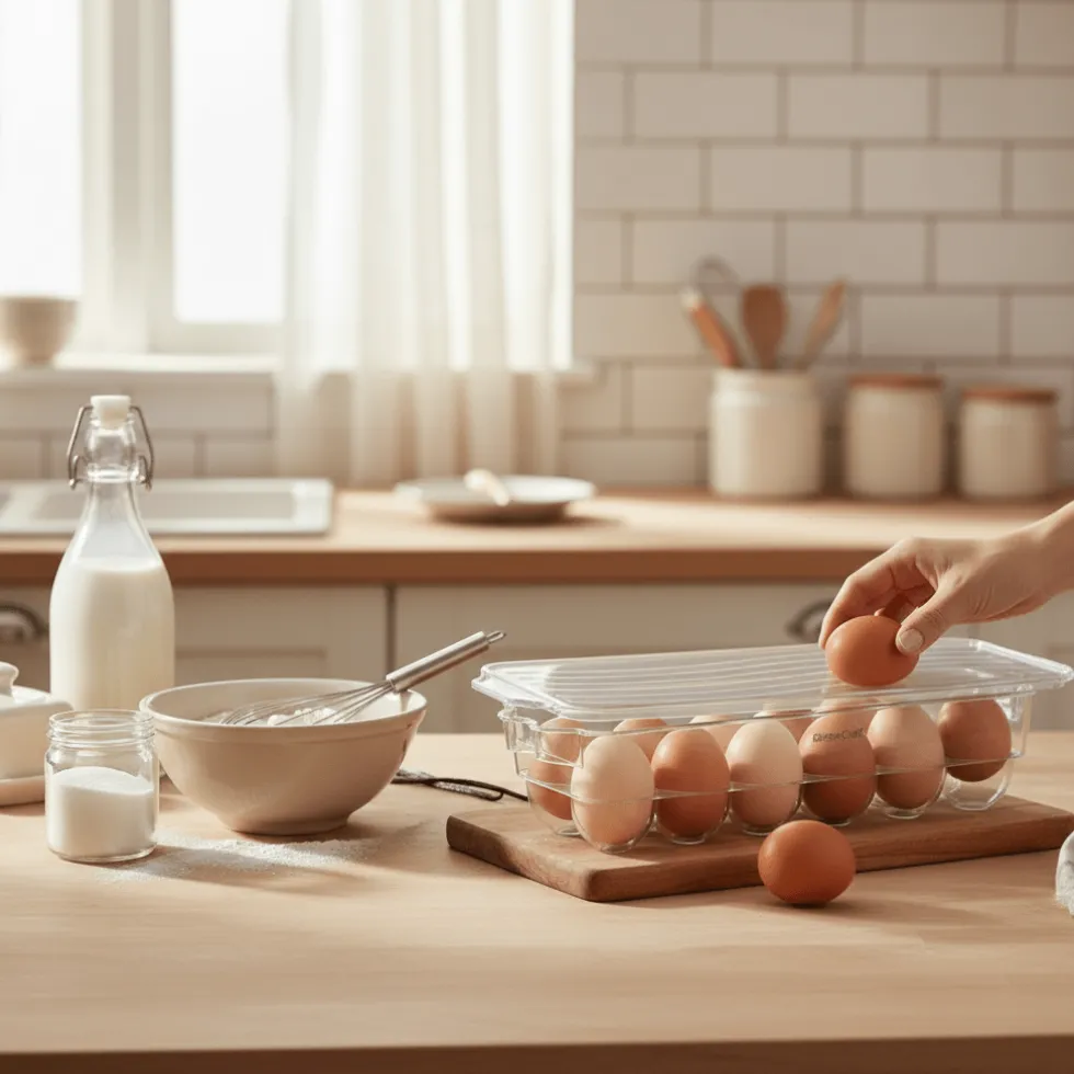 Oppbevaringsboks til 12 egg med lokk
