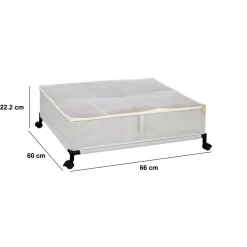 Oppbevaringsboks under seng med hjul beige 66 x 60 cm