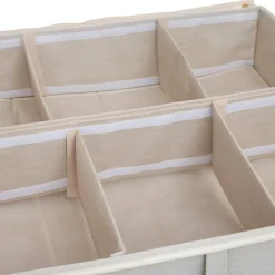 Oppbevaringsboks under seng med hjul beige 66 x 60 cm