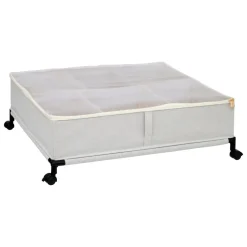 Oppbevaringsboks under seng med hjul beige 66 x 60 cm